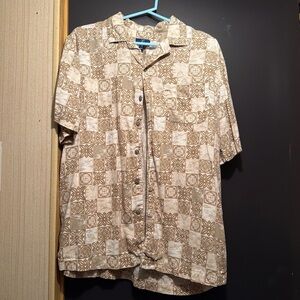 George Men's Casual Button Down Shirt - Brown and Cream